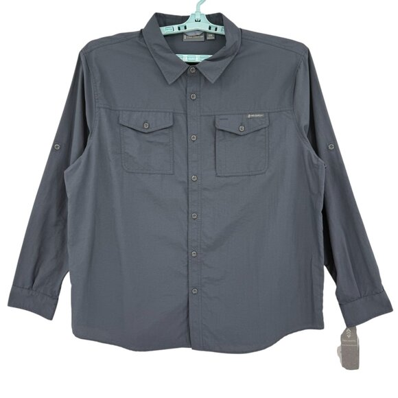 NWT Free Country Men's Expedition Moisture Wicking Storm Gray Nylon Shirt Sz XXL - Picture 1 of 12